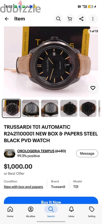 TRUSSARDI T01 AUTOMATIC SWISS MADE WATCH