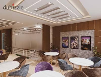 Cafeteria 150 m for rent with furniture and appliances, super lux finishing, all facilities available: water, electricity, and bathroom in Alexandria, Al-Ajami, kilo 21, October entrance before the gate in a very distinct location.