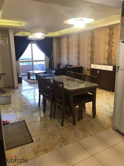 Furnished apartment for rent in Tijan 1, Zahraa El Maadi. Fully air-conditioned, 105 sq m. Consists of 2 bedrooms, 2 bathrooms (one master), reception