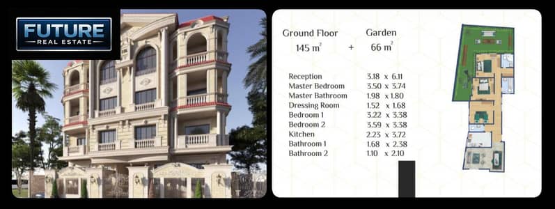 Apartment 145 m + 66 m Garden in Al-Narges Al-Jadeedah, Fifth Settlement, New Cairo