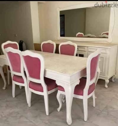 تربيزة سفرة و 6كراسى و بوفيه  خشب زان
