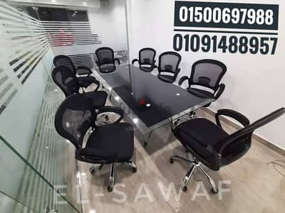 ترابيزة اجتماعات زجاج سيكوريت-مودرن- اثاث مكتبي  meeting room- table