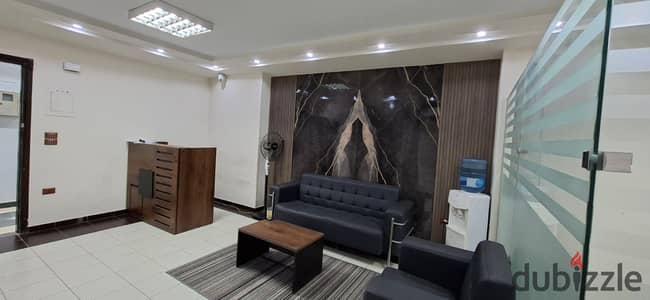 Administrative office for rent, 150 sqm, high-end finish, including air conditioning; located in Zahraa El Maadi, on the main Carrefour Street. Administrative office for rent, 150 sqm, high-end finish, including air conditioning; located in Zahraa El Maadi, on the main Carrefour Street.
