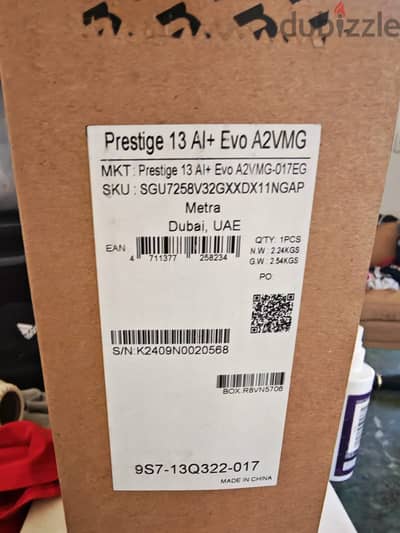 MSI Laptop 13 inch EVO 6months used for business 32GB RAM