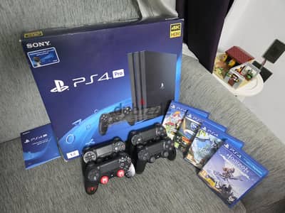بلايستيشن 4 برو (PS4 Pro 1TB) كسر زيرو بالكرتونة + 4 ألعاب و3 دراعات