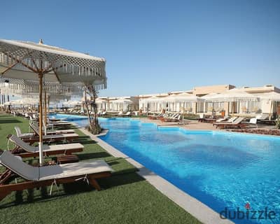 Ready-to-move cabin chalet for sale | Fully finished | Direct sea view in Gaia – Ras El Hekma, North Coast,