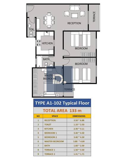 Apartment 133 sqm in Address Home One in October Gardens, delivery within a year and a half, down payment starting from 10% and installments up to 8 years within a fully serviced compound.