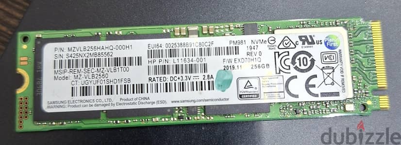 samsung nvme 256 GB هيلث ٩٨٪