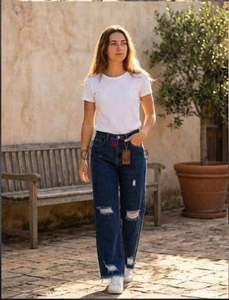 بنطلون جينز Wide-Leg كاحل وهايرست مقاس 30