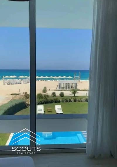 استلام فوري + sea view شاليه للبيع  بجاردن متشطب سوبر لوكس في قريه لافيستا راس الحكمه الساحل الشمالي Lavista ras elhekma North coast