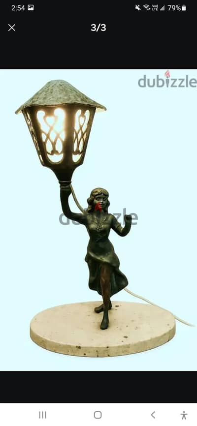 art nouveau style figural maiden table kmp with textured glass shade
