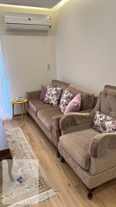 Apartment for rent in Al-Rehab City, Cairo, with an area of 119 square meters, fully finished (super lux finish), furnished, ready to move in, consisting of 3 bedrooms and 2 bathrooms