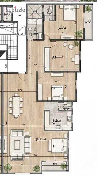 Apartment for sale in the finest neighborhoods of Al-Shorouk City 260m overlooking a garden 3 rooms with the possibility of making a fourth room 3 bathrooms a large reception steps to the Central Road