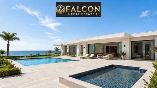 فيلا للبيع ( 6 غرف - صف اول بحر ) ONE STORY VILLA ( مساحه 500م - جاهزه للاستلام ) Excellent location قريه دايركشن وايت بجوار جون سوديك و سي شور