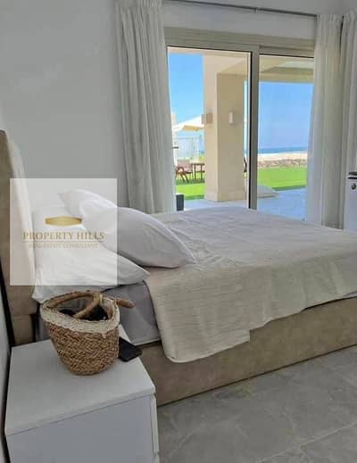 Direct view on the pool, chalet for sale, finished in Seashore, Ras Al-Hikma