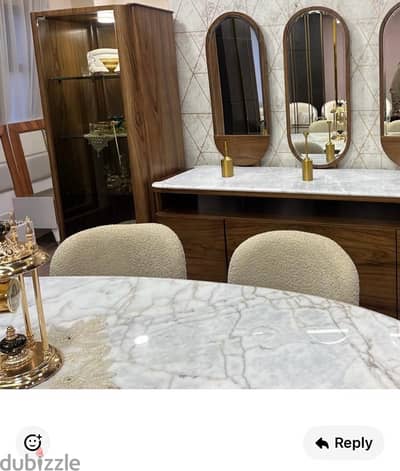 غرفه سفره جديده رخام خشب زان بالق من تمنها جديده