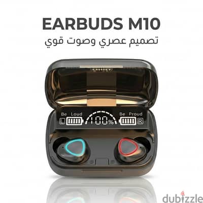 سماعات اذن M10 بلوتوث 5.0 داخل الاذن مع شاشة LED ذكية اسود