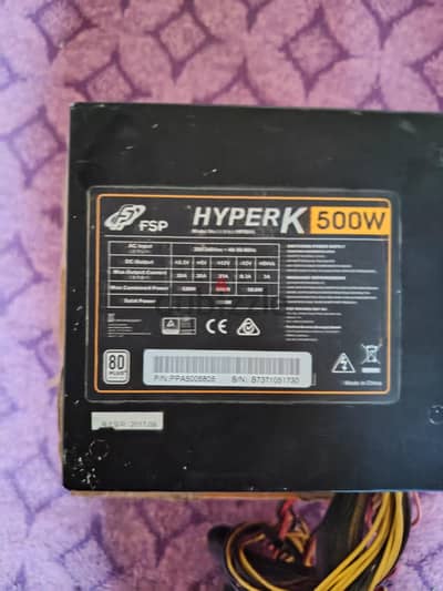 باور سبلاي FSP Hyper K 500W 80 Plus بحالة ممتازة