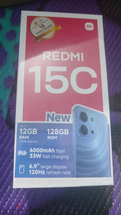 Xiaomi redmi 15c 128/6 new sealed شاومي ريدمي 15 سي جديد ننبرشم