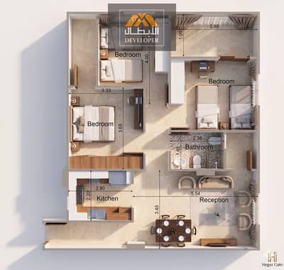 **120 sqm Fully Finished Apartment in Al Hegaz Gate Compound | Green Contract | 40% Down Payment | Installments Over 3 Years**