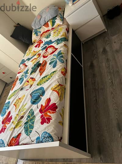 Single bed from ikea with storage and mattress