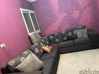 ركنة ليفينج لون جراي خشب زان ، living grey color L shape sofa