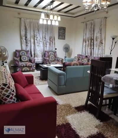 Furnished 140 sqm apartment for rent in Al Banafseg Buildings, First Settlement, near main roads.