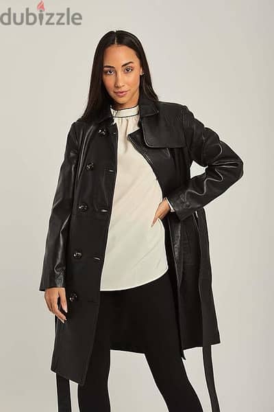 Dalydress Women’s Fancy Leather Trench Coat