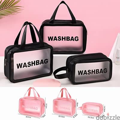 weallbuy Clear Toiletry Bag, 3 PCS Makeup Cosmetic Bag