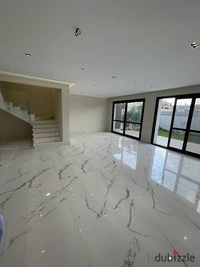 Twin house for rent in El Patio Zahraa Compound, Sheikh Zayed; includes A/C units and kitchen; 225 sqm.
