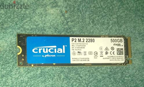 SSD Crucial P2 500GB NVMe M. 2 هارد