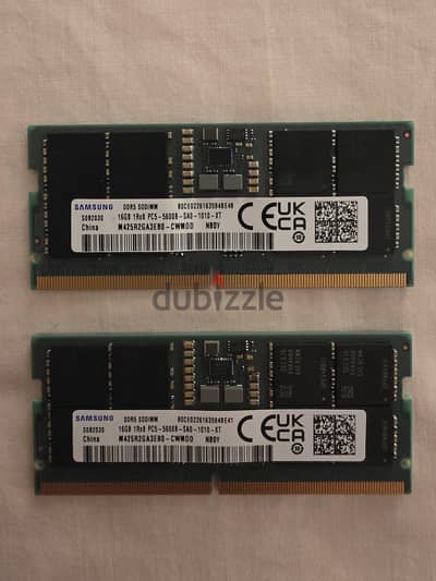 طقم رامات لابتوب Samsung DDR5 32GB (2x16) اقل من شهر استخدام