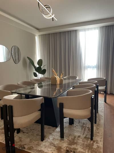 Hotel-style apartment for sale—fully furnished and equipped—located in the Aeon Towers (Mall of Arabia). It features a distinctive panoramic view and
