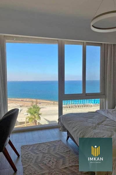 Two-bedroom chalet for sale, ready for immediate occupancy, with a sea view and hotel-style finishing. Only 290,000 EGP down payment – ​​the lowest pr