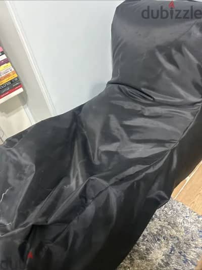 Leather Lounger Bean Bag Black