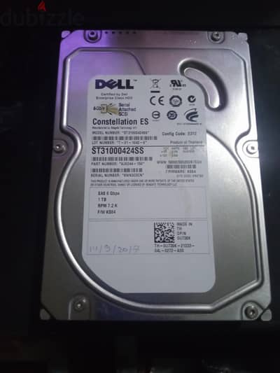 هارد DELL ١ تيرا SAS. مقاس ٣. ٥. هيلث ٩١%