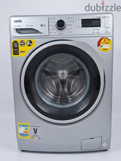 Zanussi Perlamax Washing Machine 6 Kg Front load Digital - Silver - ZW