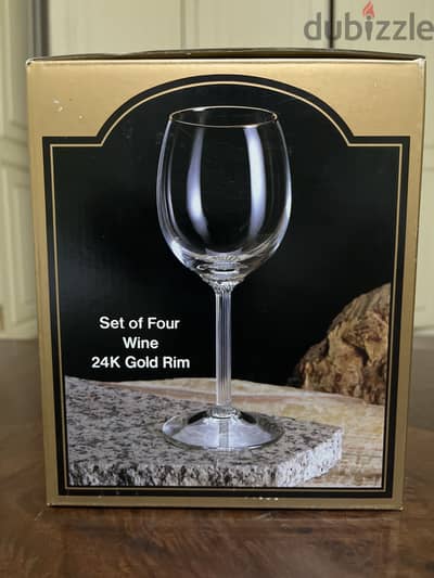 Vintage Elegance: 4-Piece Wine Glass Sets with 24K Gold Rims