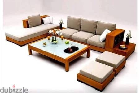 غرفة معيشة مودرن بحالة الزيرو تقريبا خامات ممتازه خشب طبيعى وتصميم شيك