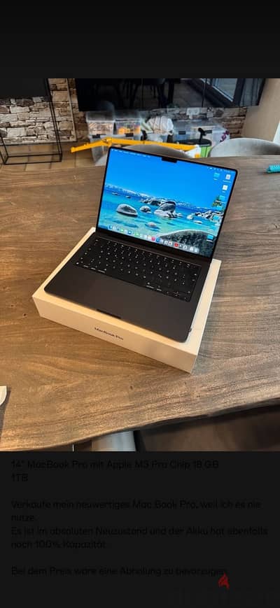 MacBook Pro 14'M3 pro 1 Tera 100% With BOX