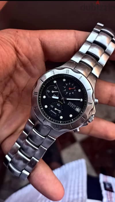 ساعة جيس ستيل Guess Steel كرونوغراف أصلي بحالة ممتازة