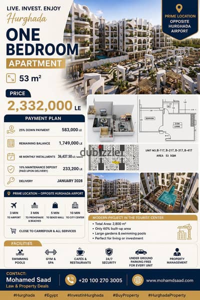 One-Bedroom Apartment for sale in Airport resort the Heart of Hurghada