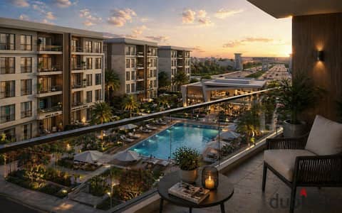 Two-bedroom apartment 120m in Livin Al-Shorouk Compound directly on the Suez Road in front of Madinaty with a down payment of 230 thousand and 8 years installment