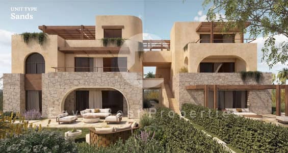 Own a fully finished, two-bedroom chalet with a private garden in Ramla, one of the most prestigious areas on the North Coast, Ras El Hekma, from Mara