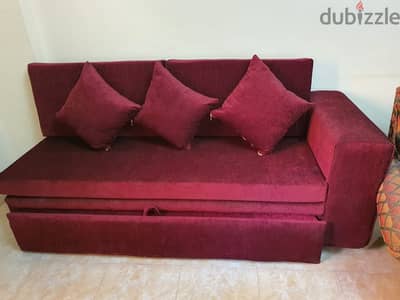 For Sale: L-Shaped Sofa Bed (Burgundy Chenille) For Sale: L-Shaped Sofa Bed (Burgundy Chenille)
