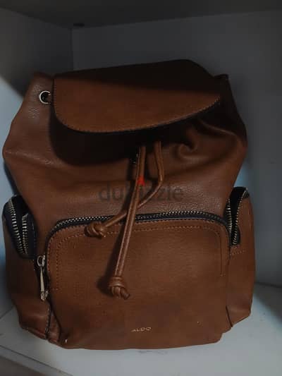 Original aldo Faux Leather Drawstring Backpack (Brown)
