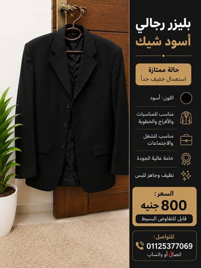 بليز رجالي اسود شيك حاله ممتازه