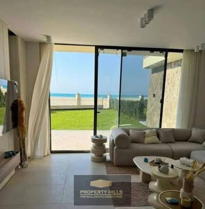 Receive a luxury finishing two-room chalet immediately in Ras Al Hikma, facing the sea in a white direction.