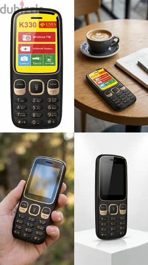 هاتف Enes K330 المحمول ذو التصميم التقليدي باللون الأسود والذهبي