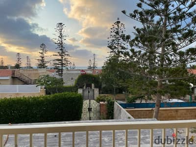 The best duplex villa, two floors, with a private pool and a clear sea view, in the best village of Ramses, North Coast, kilometer 45